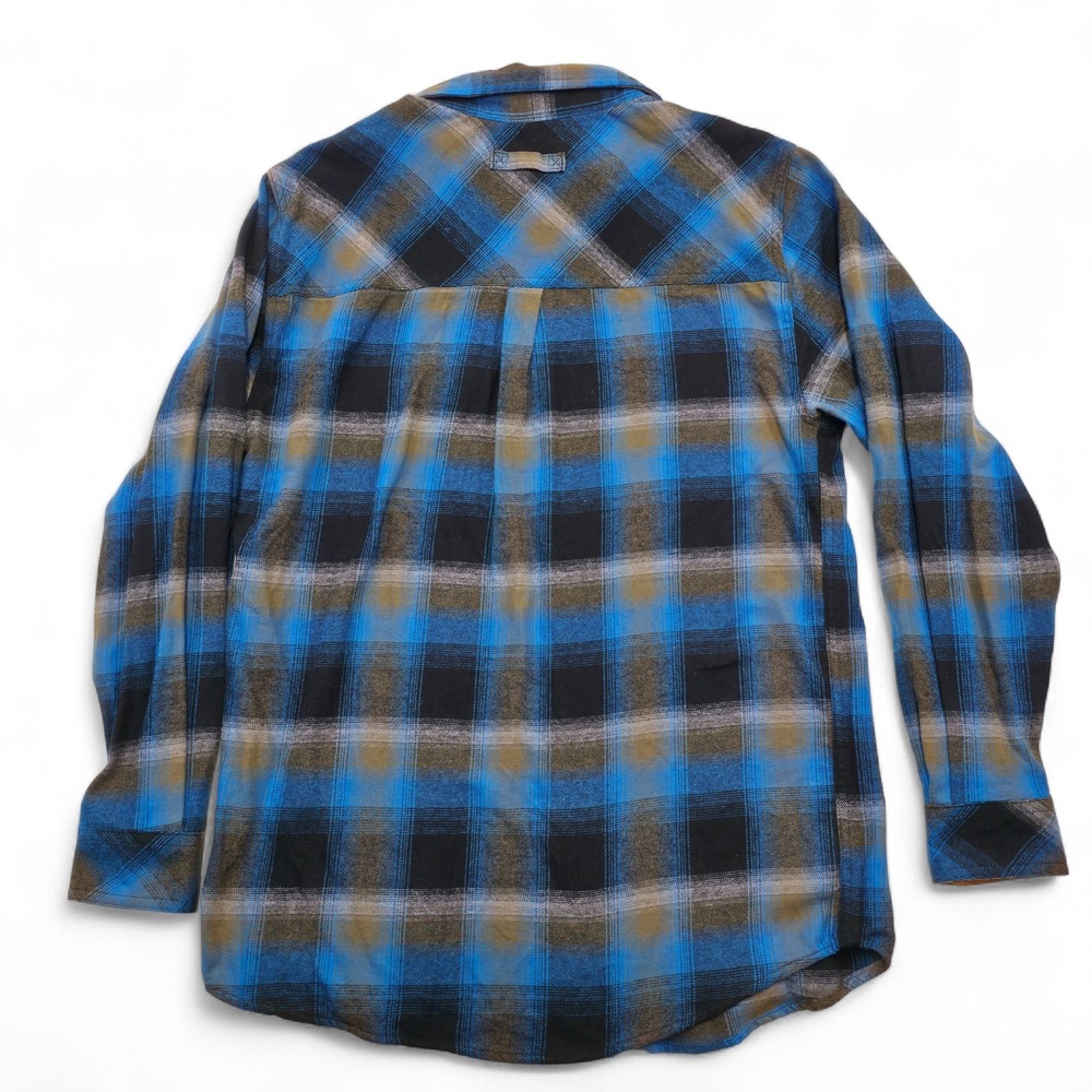 Legendary Whitetails Buck Camp Flannel Shirt Blue Plaid Corduroy Collar M Retro - Picture 6 of 10